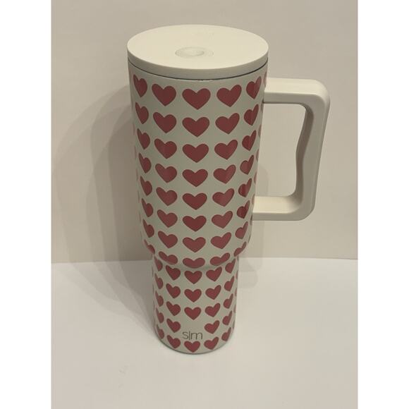 Simple Modern 40 oz Trek Tumbler Pink Hearts On White - Picture 4 of 7
